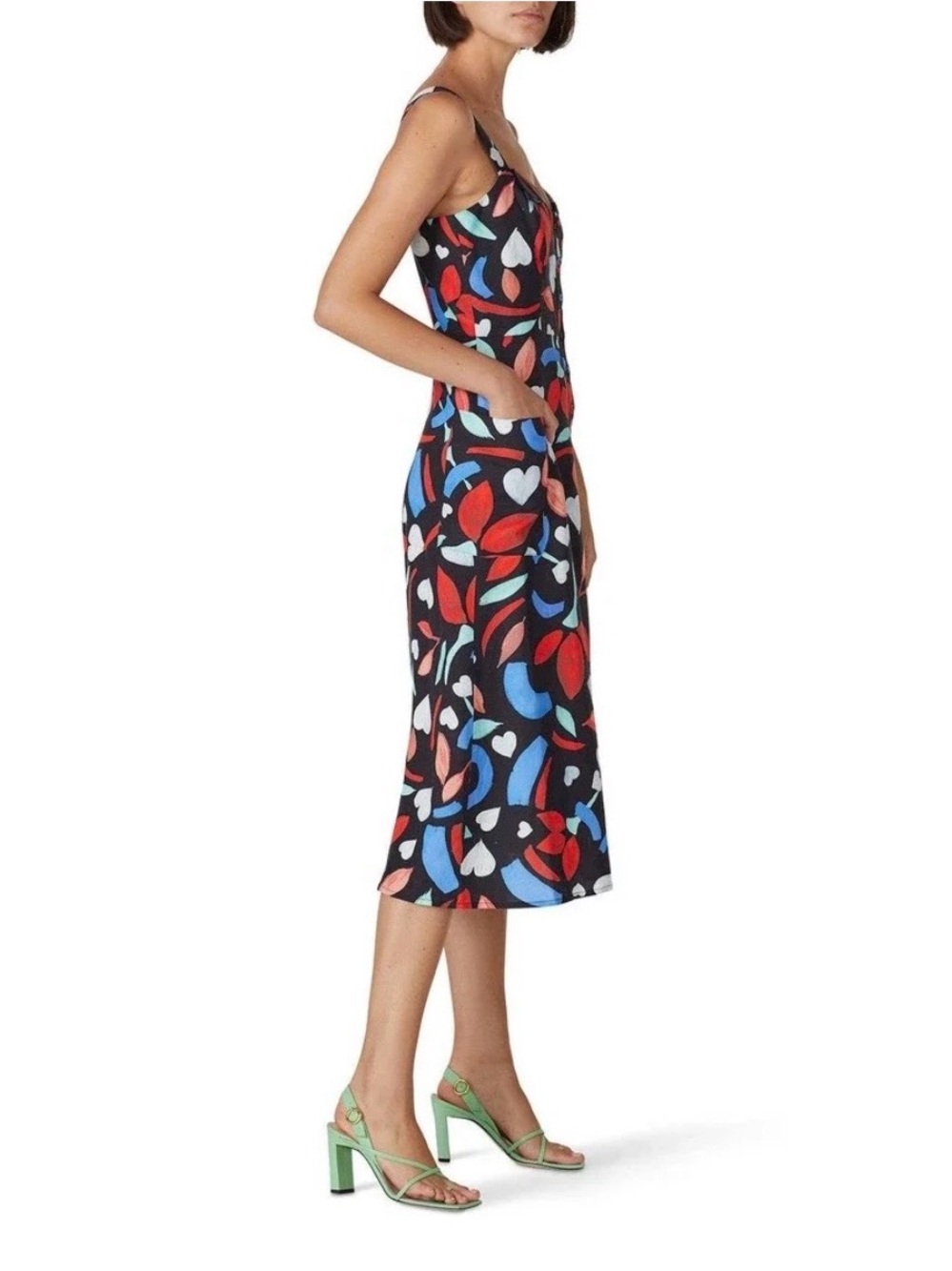 SO flattering! Linen Blend Button Up Sleeveless Dress With Pockets! NWT Size 8